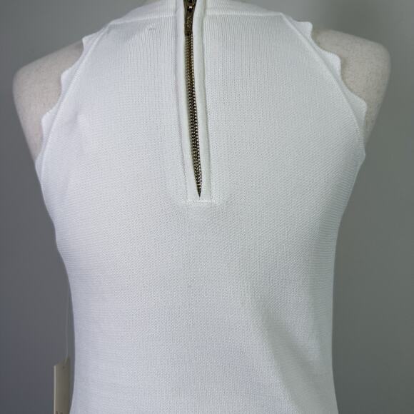 Eliza J White Tank Top Size Small White Wave Ruffle Hem *Flaws Formal Stretch - Picture 9 of 16